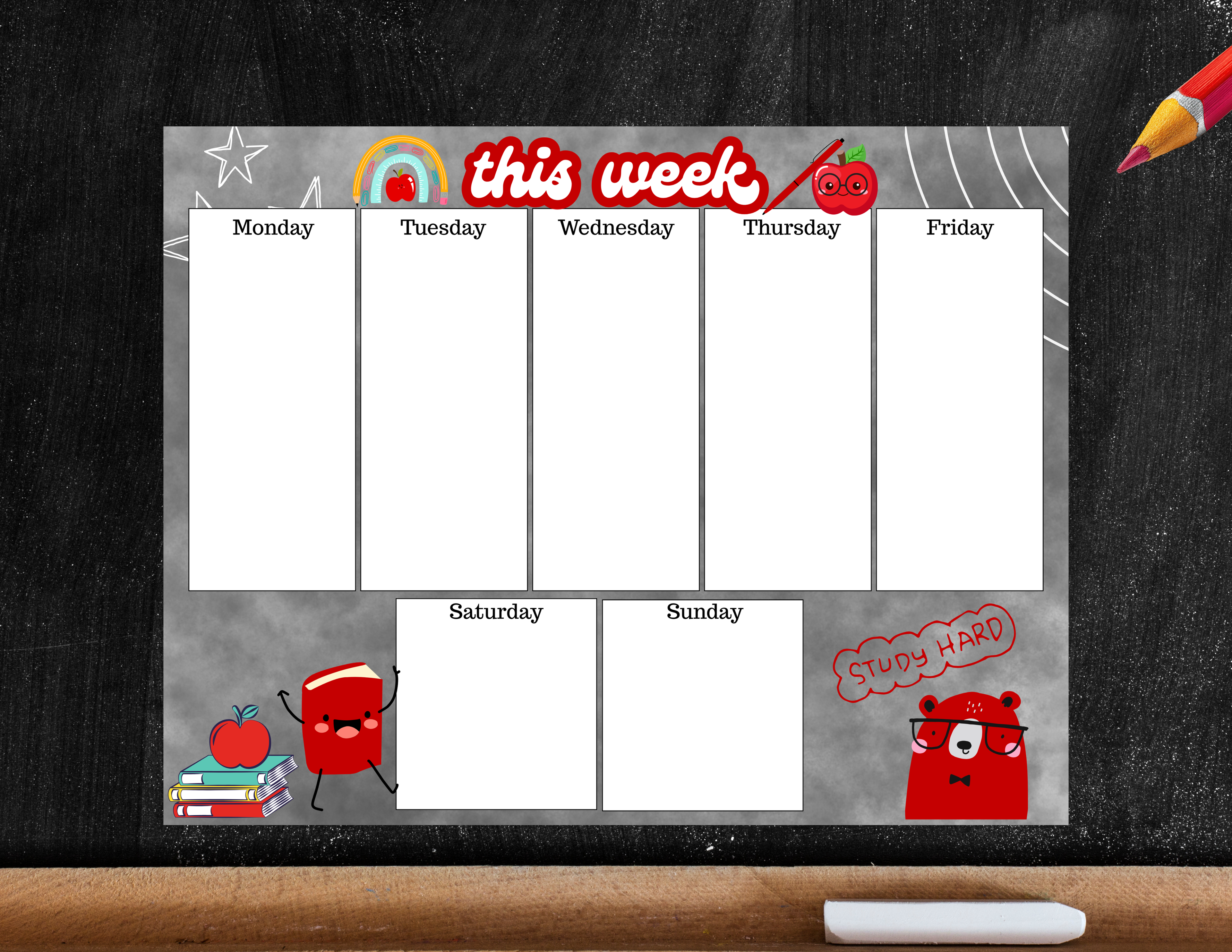 Kids Weekly Planner Notepad (Chalkboard)