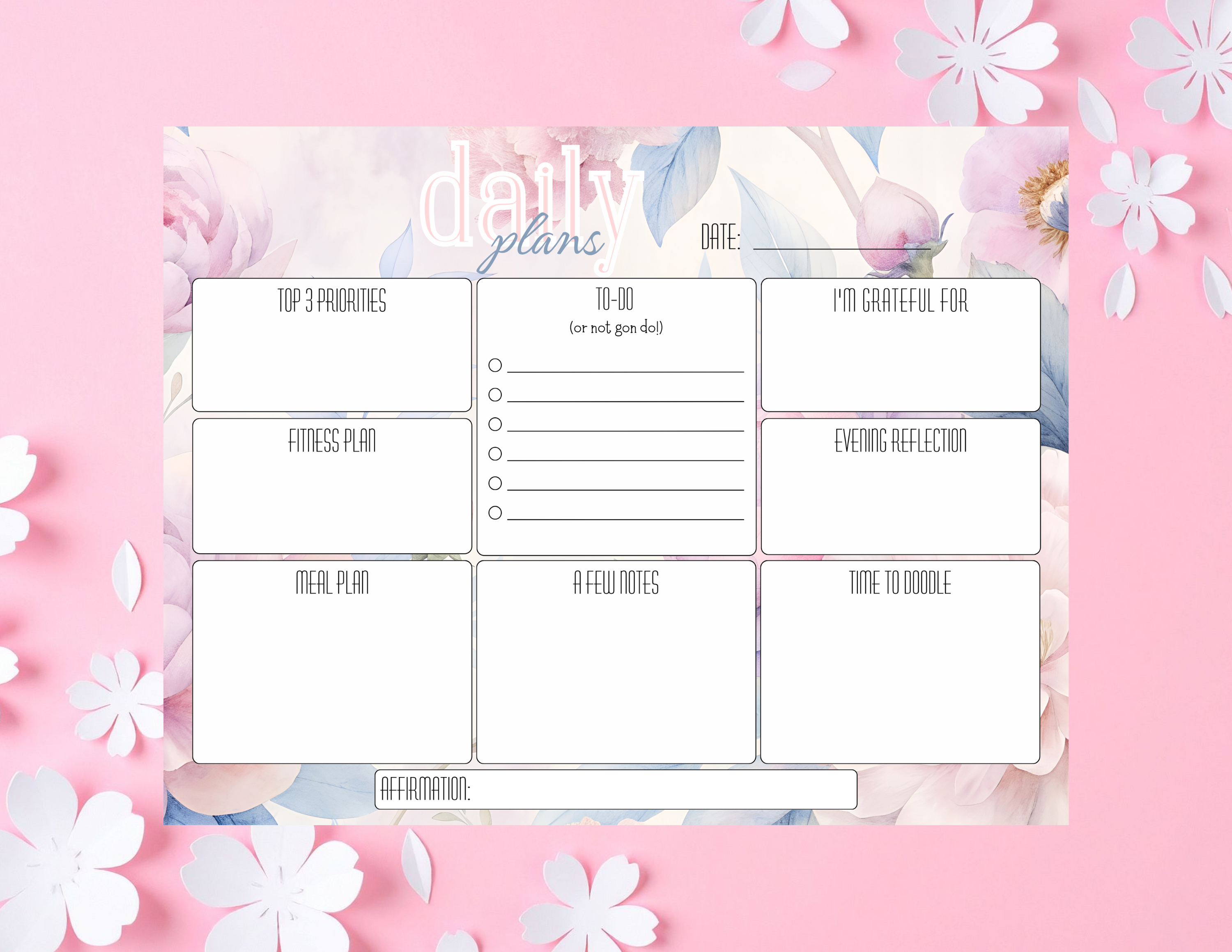 Daily Planner Notepad (Floral)