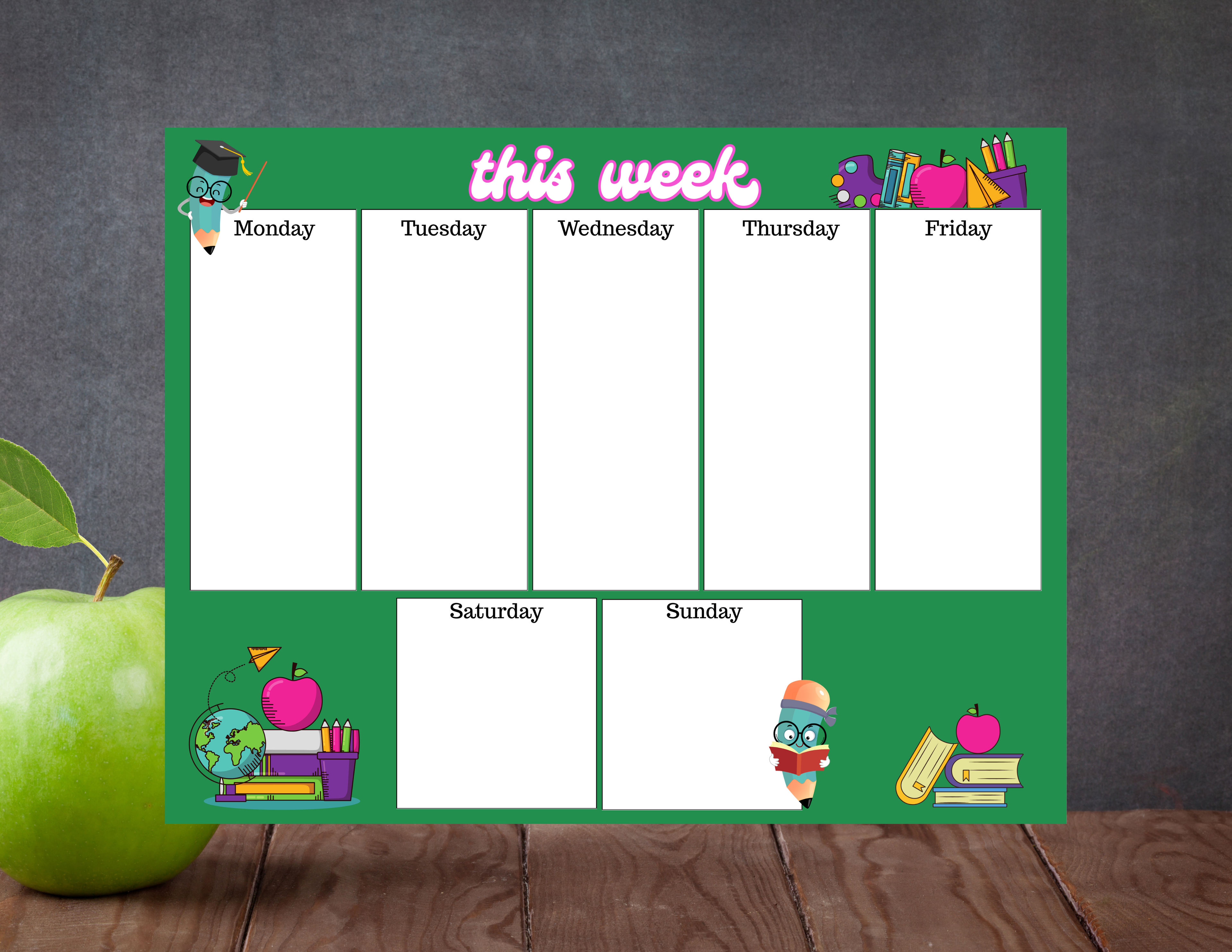 Kids Weekly Planner Notepad (Green)