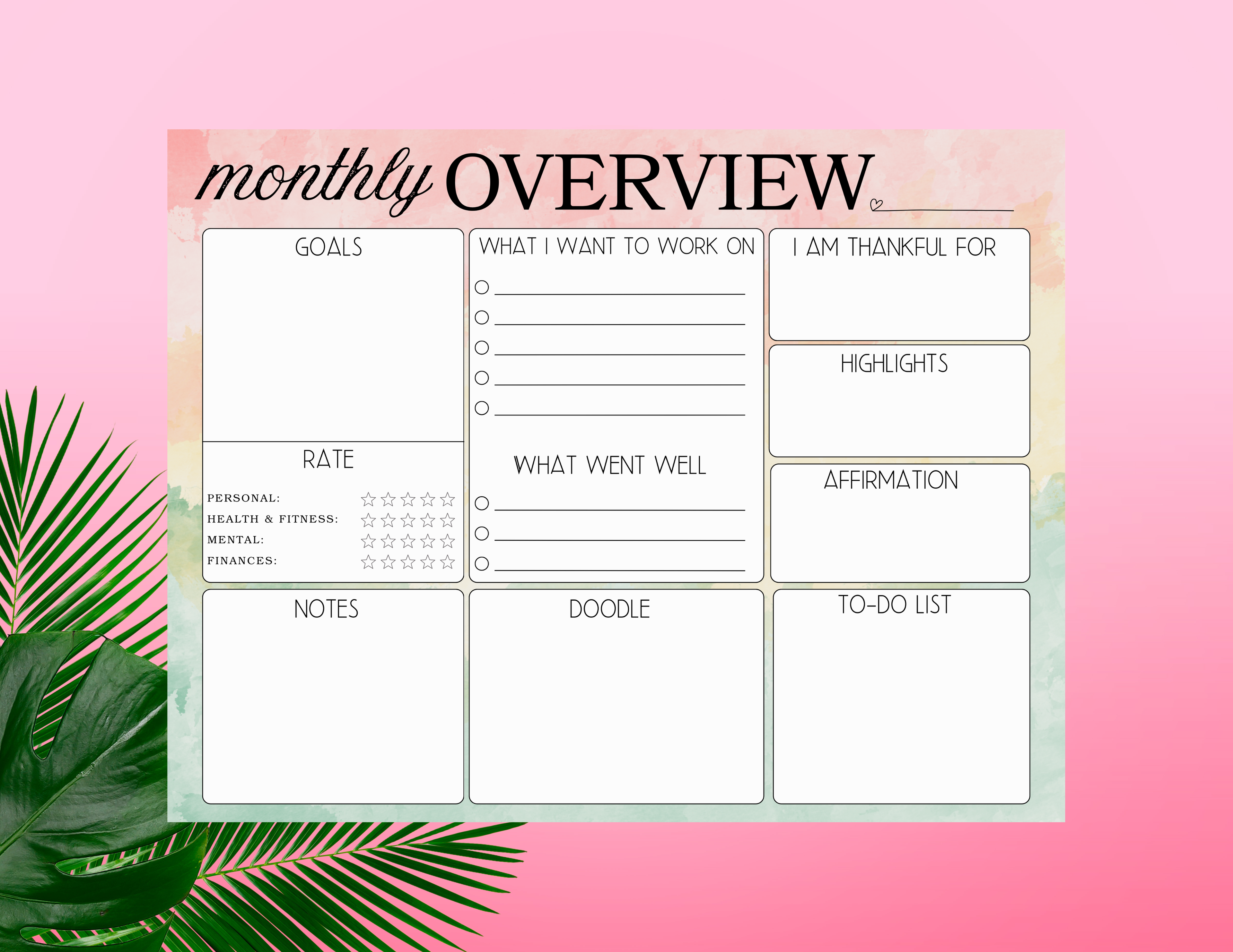 Monthly Overview Planner